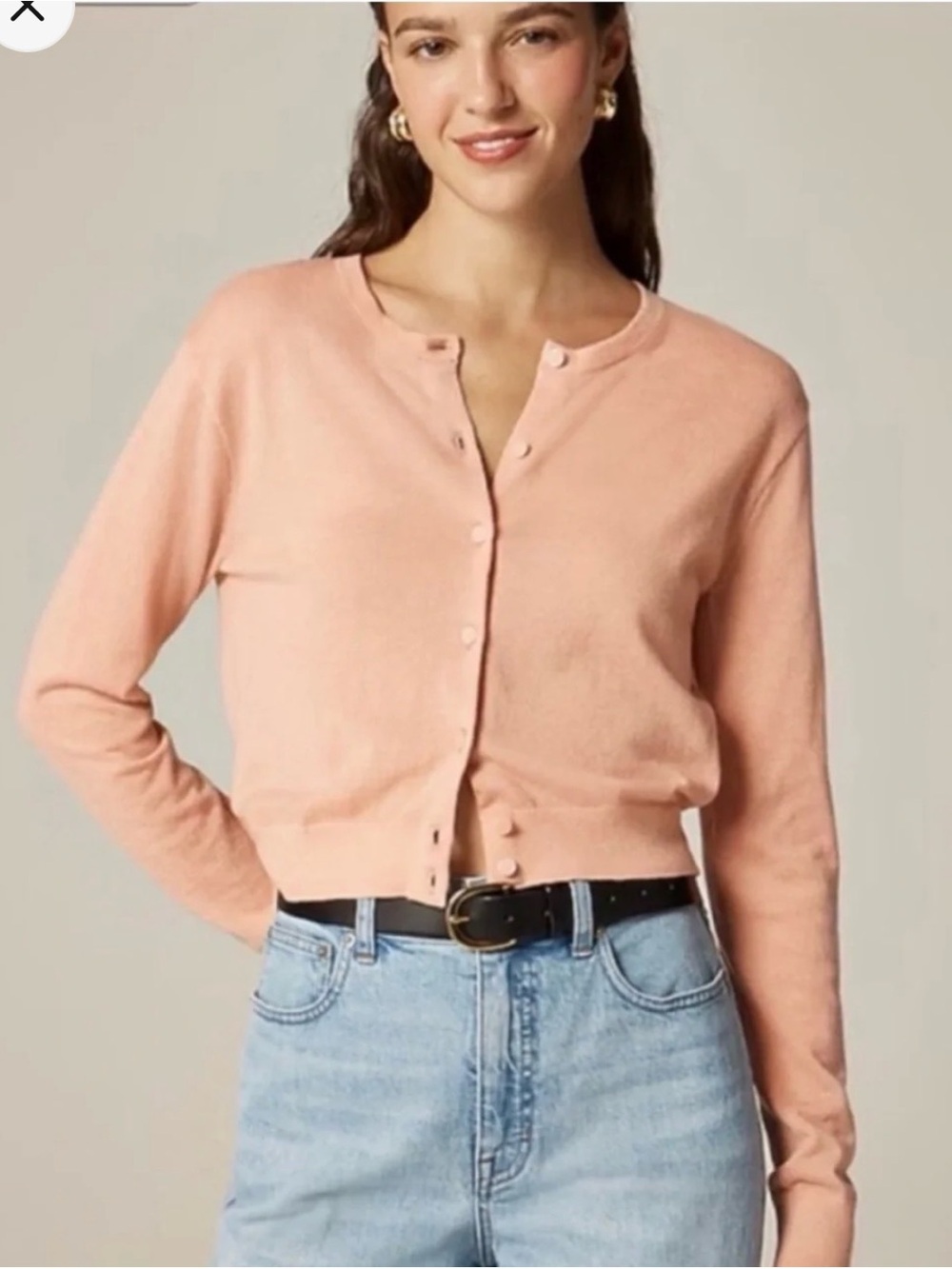 J. Crew Women’s Peach Button-Front Crewneck Cardigan
